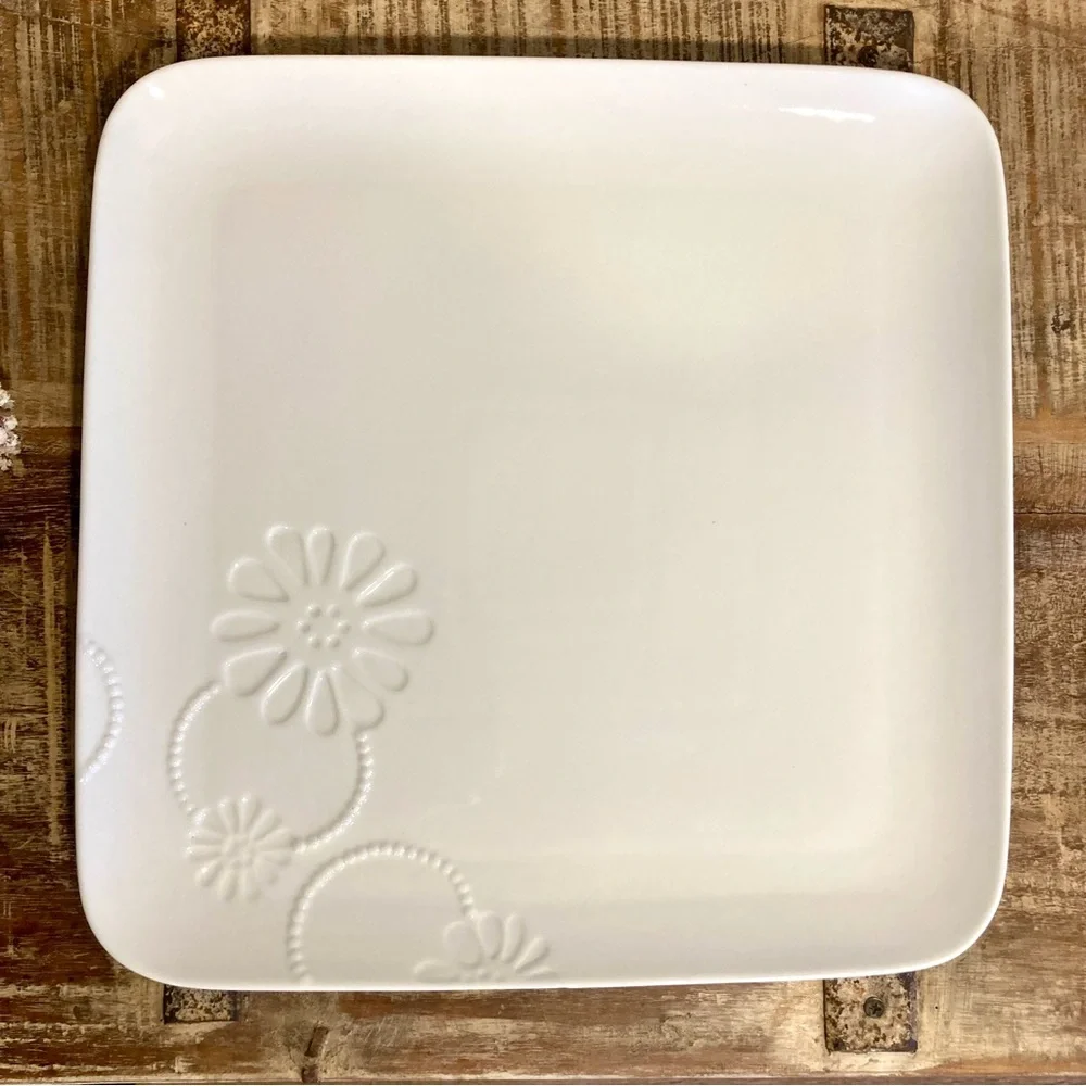 Princess House White Porcelain Serving Platter Marissa Square Oven Safe Tray